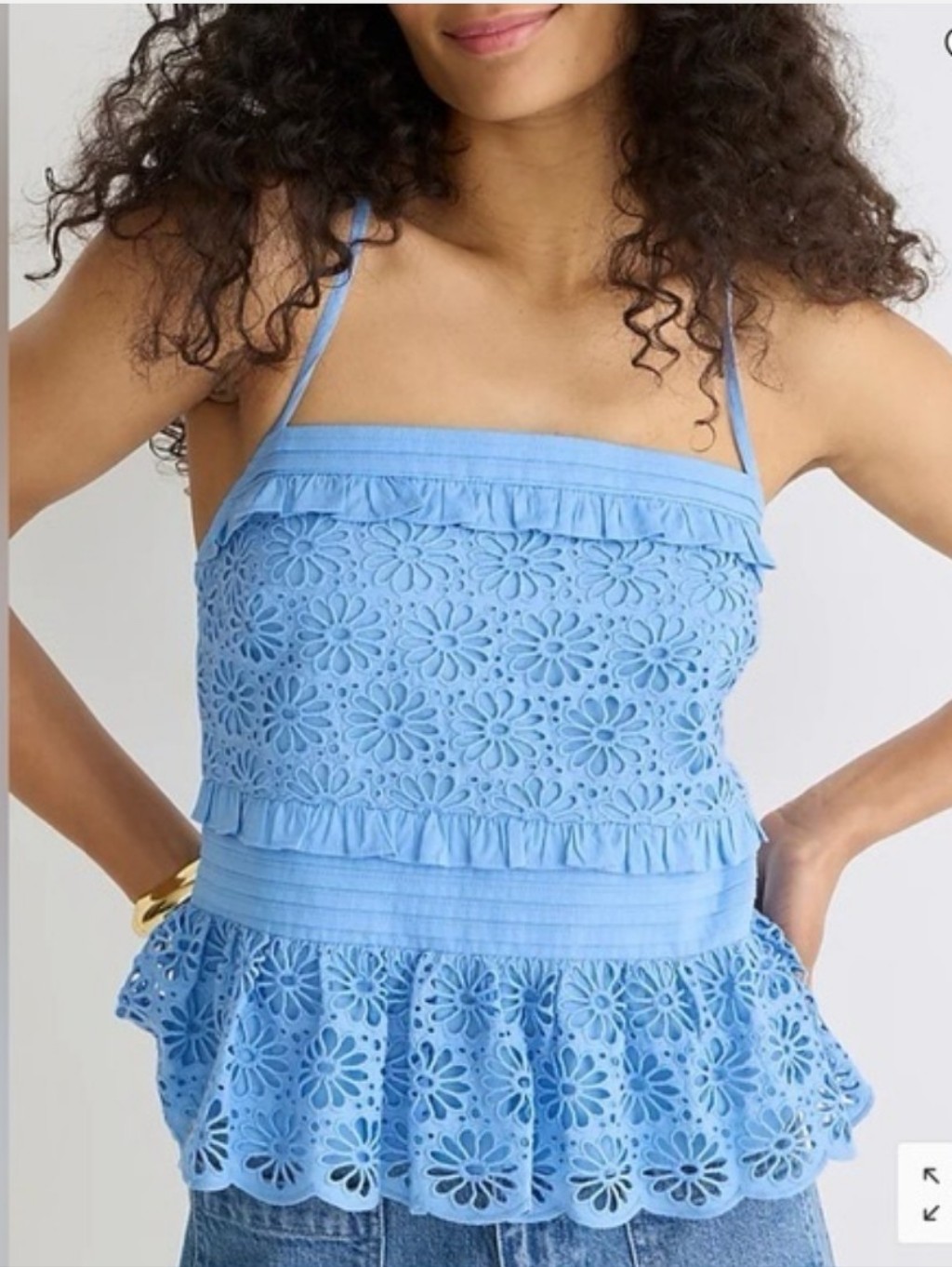 Nwt J Crew Blue Floral Eyelet Top Cross Tank Size Xs